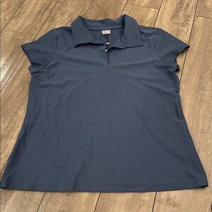 NWT New CALIA Women's Ribbed Johnny Collar Golf Polo XXL Tennis Shirt Top blue